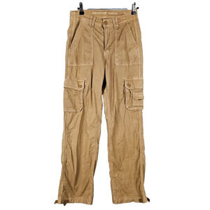 American Eagle Women's Baggy Jogger Cargo Pants Size 0 Reg Brown Relaxed Adjust